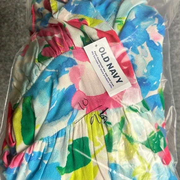 NEW Old Navy Midi Dress Womens Medium Multi Color New Floral Smocked Strappy - Picture 9 of 9